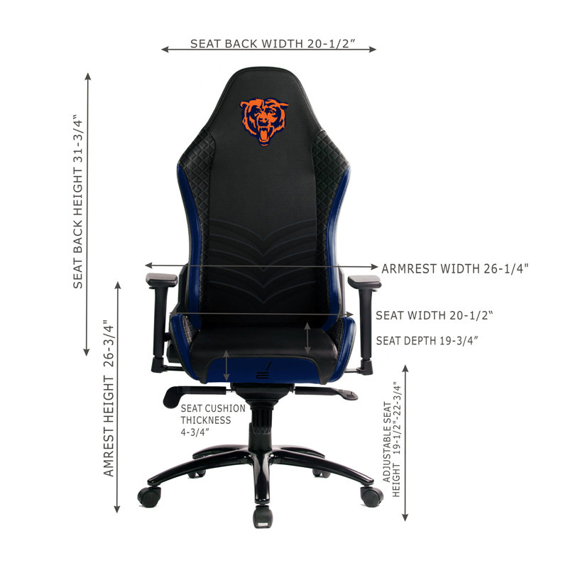 Fan Life Adjustable Reclining Ergonomic Faux Leather Swiveling PC & Racing Game Chair, Chicago Bears