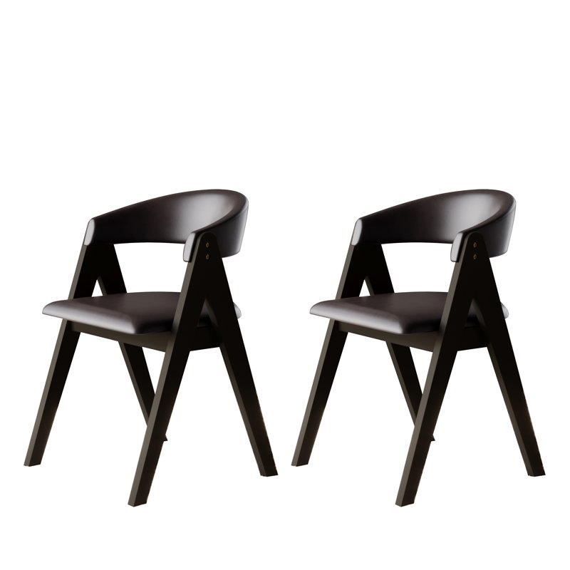 Nayshaun Polyurethane Ladder Back Arm Chair in Brown