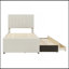 Lit plateforme tapissier simple avec lit gigogne et 3 tiroirs, tissu en lin-1454035877