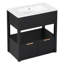 Meuble-lavabo noir élégant de 30 po avec comptoir d'évier, tablette de rangement ouverte et deux tiroirs, ensemble complet (ancien SKU: Wf311619aap)
