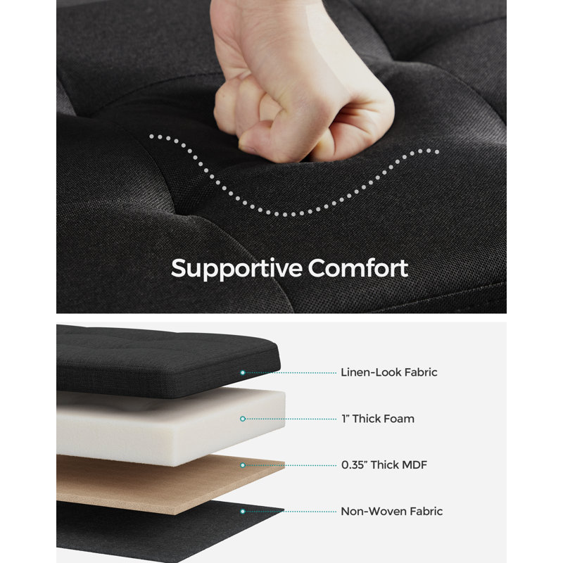 Russchelle 76cm Wide Rectangle Solid Colour Footstool Ottoman with Storage, Ink Black