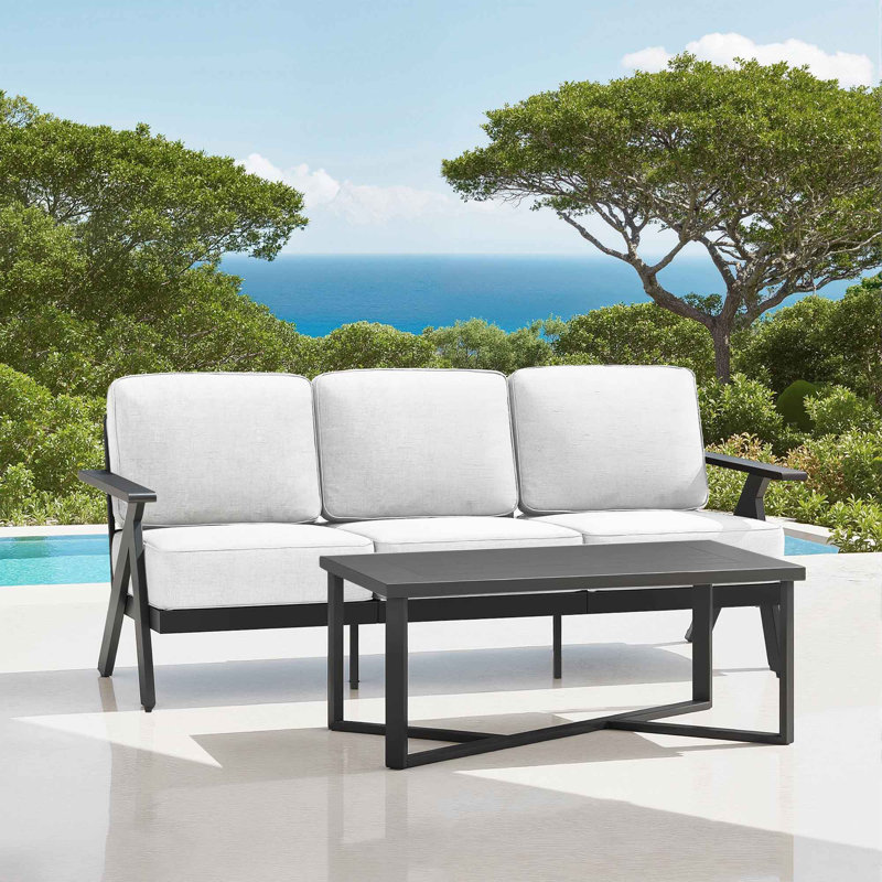 Chaise longue d'extérieur en aluminium 2 pièces avec coussin en tissu d'oléfine, Beige