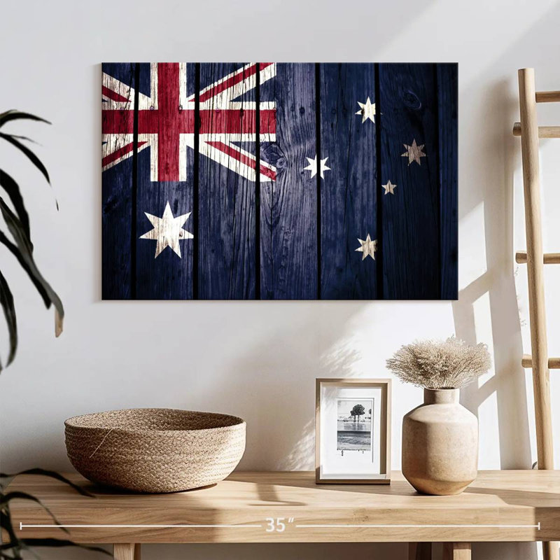 Drapeau australien Borges style bois, H 16 po x l 24 po