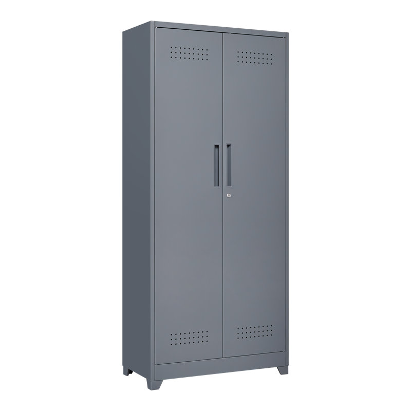 Armoire de rangement haute en métal avec portes verrouillables et tablettes réglables