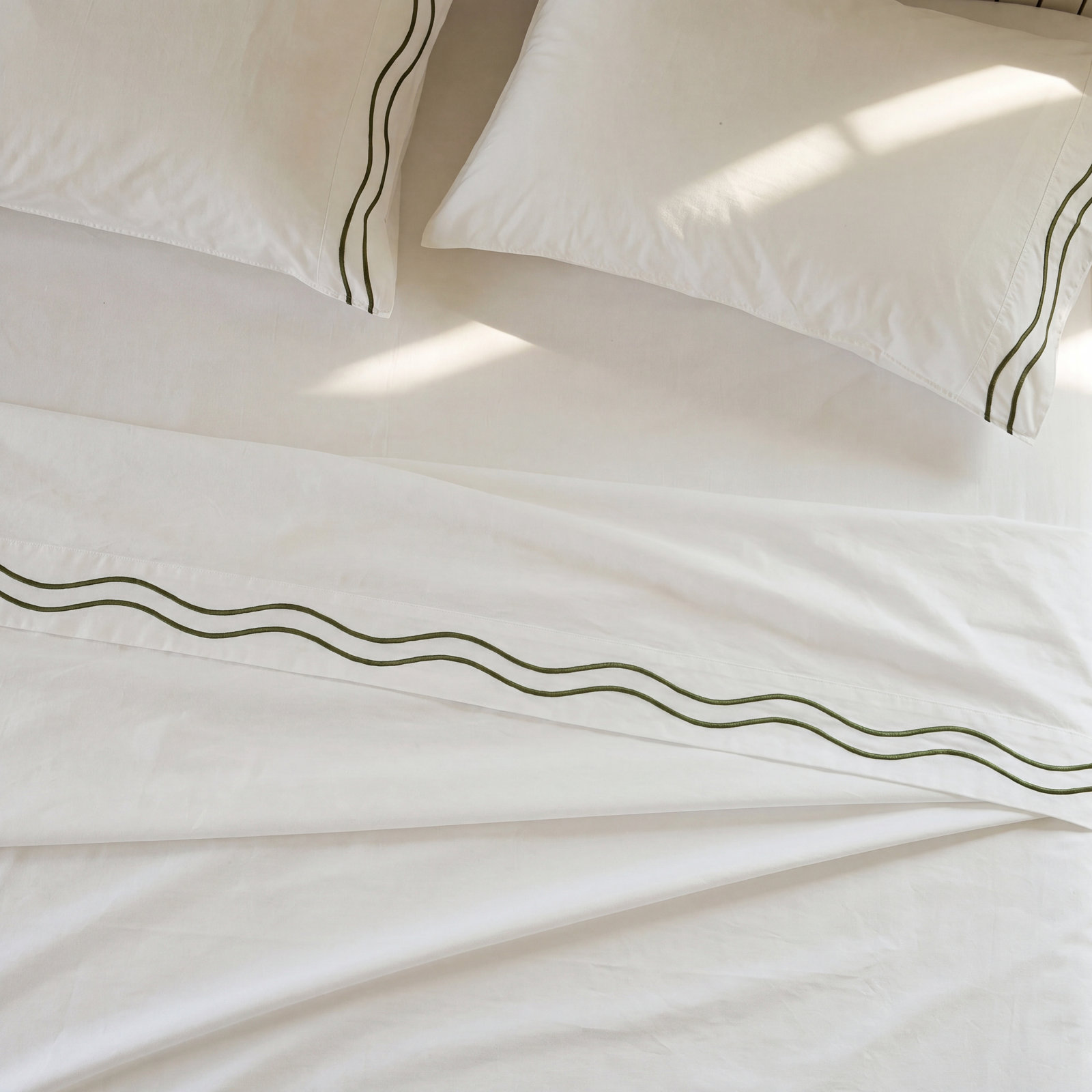 Double Stitch Supima Cotton Sheet Set, Sandstone White, California King Sheet Set