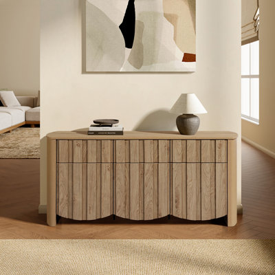 63" Buffet Cabinet Sideboard with Vertical Slatted Doors and Curved Sides by George Oliver