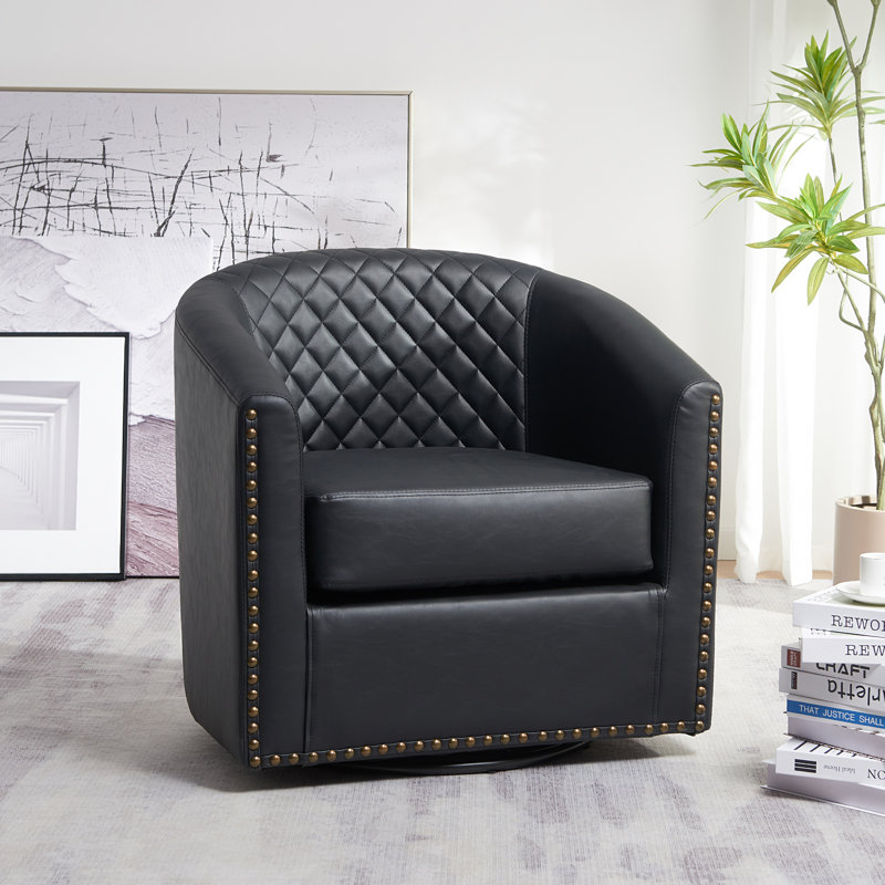 Petit fauteuil pivotant 29 po Oscar, Similicuir noir