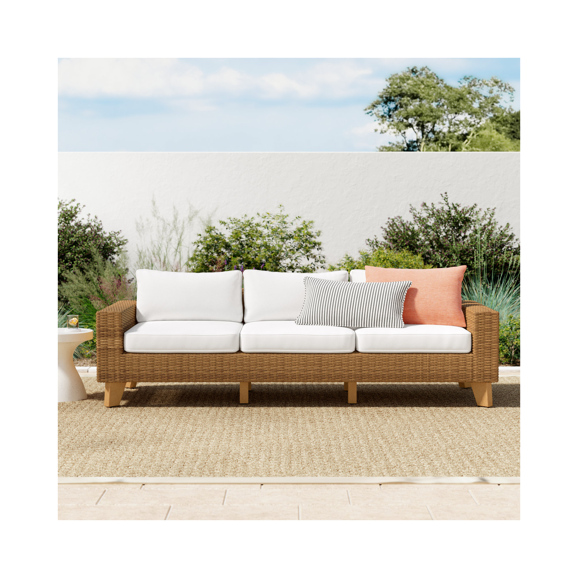 Swifton 94.5" Wicker Sofa, Natural