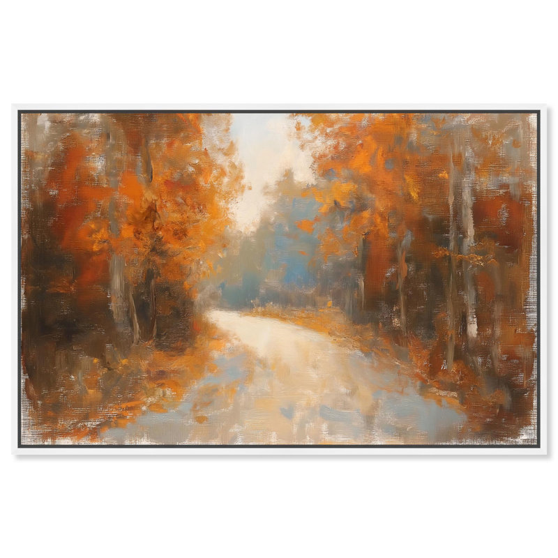 Automne sur toile, paysages d'automne par Art Remedy, H 25 po x l 37 po, Cadre flottant blanc