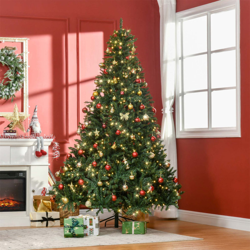 Sapin de Noël artificiel illuminé 7 pi avec branches réalistes, 700 lumières DEL chaudes et 2154 pointes
