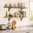 Sorbus 47.3 in Wood Wall Shelves with Black Metal Brackets, 2-Piece Set, Brown-135030851