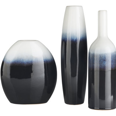 Samsel 3-Piece Ceramic Table Vase Set with Ombre Pattern