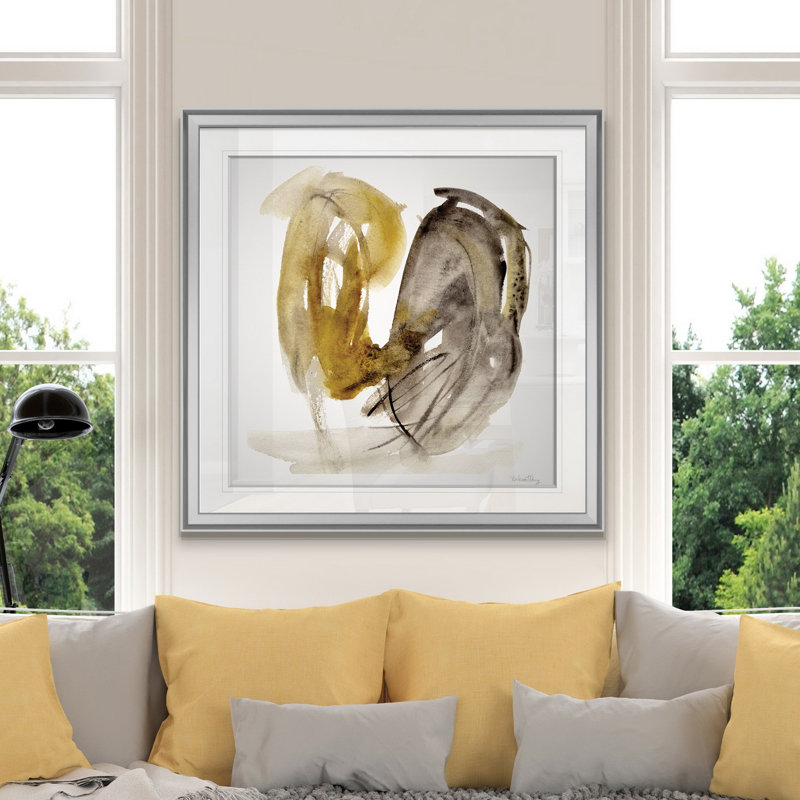 CALENDULA II - reproduction d'art, H 28 po x l 28 po x P 1,5 po, Encadrement argenté