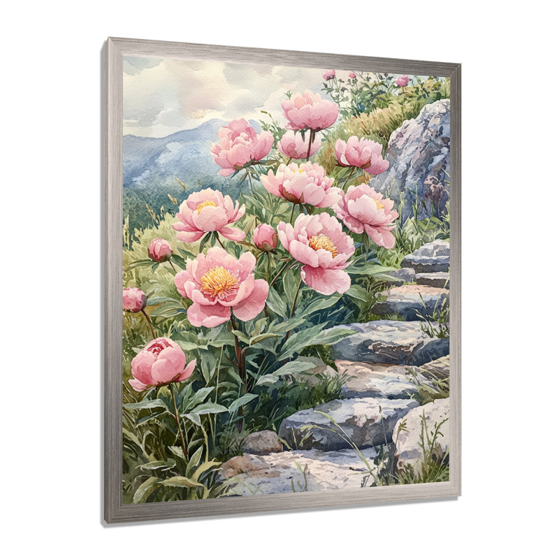 Breckenridge - Floral Canvas Art Print, H 32 po x l 16 po, Argent argent, Reproduction encadrée d'une seule photo
