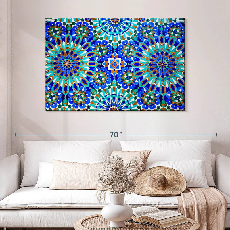Mosaïque bleue Kerner en médina, H 32 po x l 48 po
