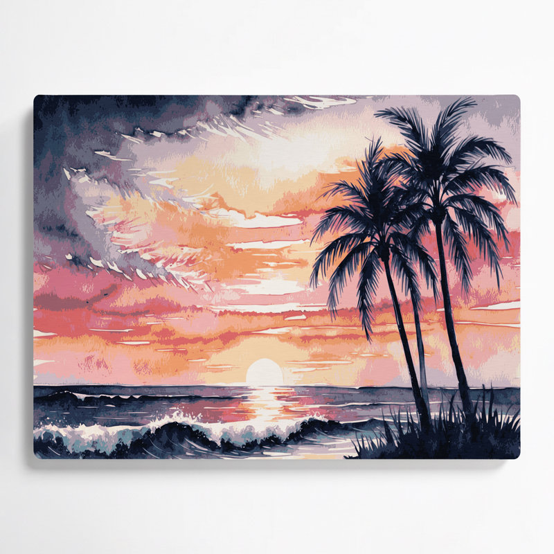«Hawaiian Tropical Sunrise», art mural en métal beige, H 11 po x l 14 po