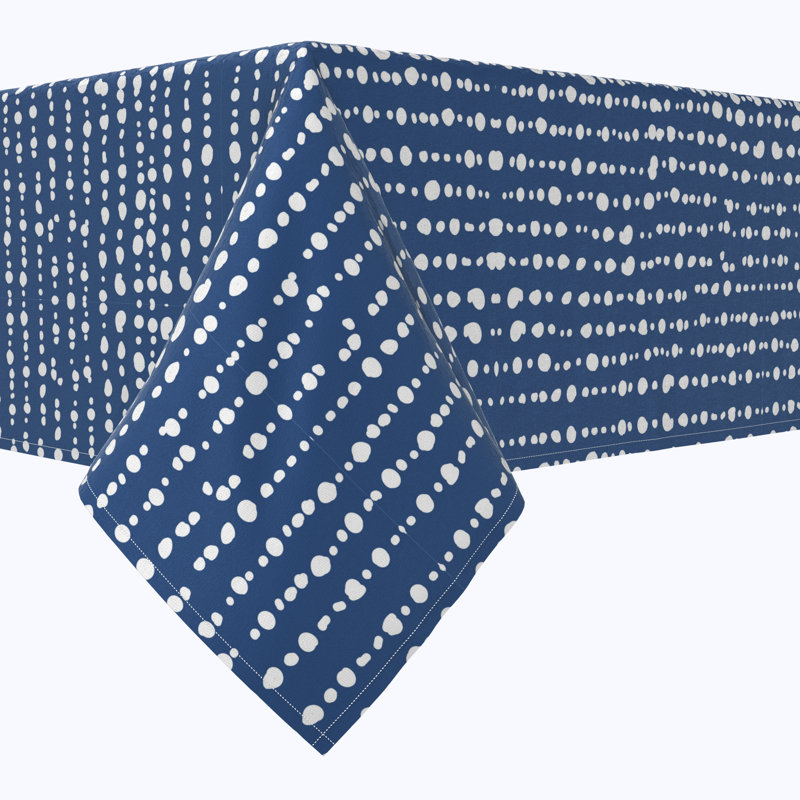 Rectangular Tablecloth, 100% Cotton, 52X120", Dots In Stripes, 60" L x 84" W
