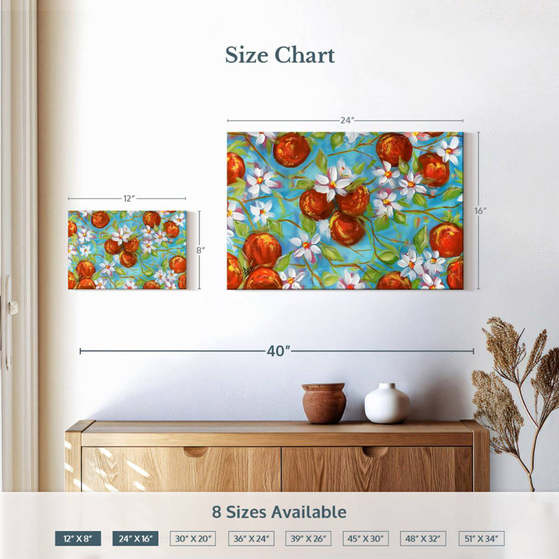 Yarlin Orange Blossoms, 16" H x 24" W