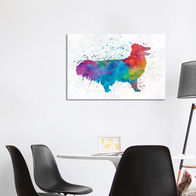 Shetland Seepdog In Watercolour by Paul Rommer - Wrapped Canvas Painting