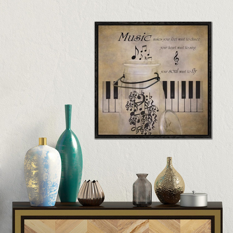 Music 1 Piece Wall Art on Canvas, 45.72 cm H x 45.72 cm W, Black Framed