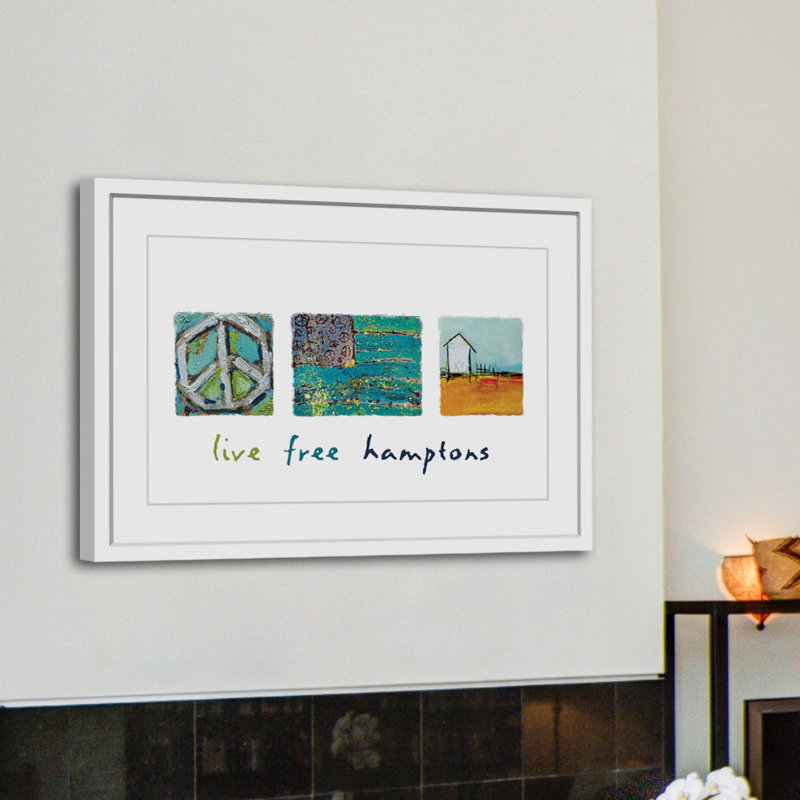 Live Free Hamptons Abstract Blue Canvas Print with White Frame