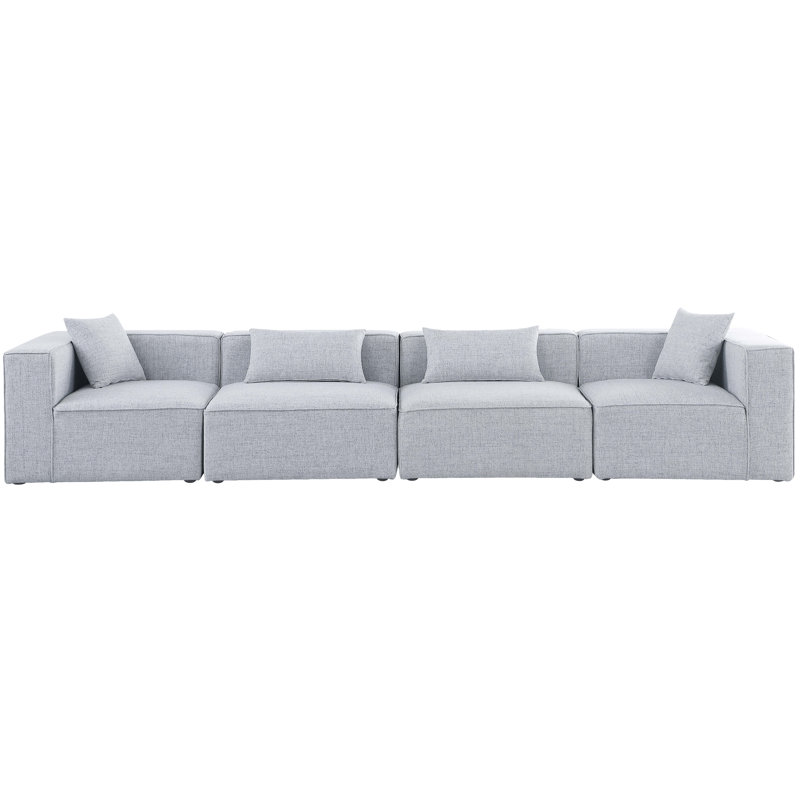 144'' Upholstered Sofa, Grey Linen Textured Fabric
