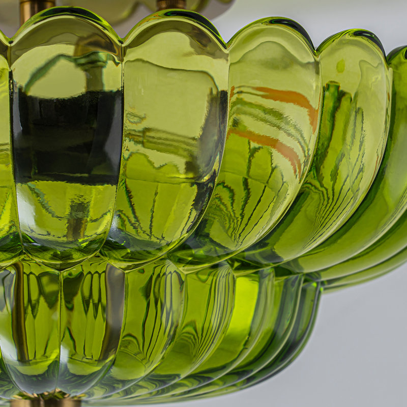 Plafonnier encastré en verre 3 lumières Junathean, Doré, Vert