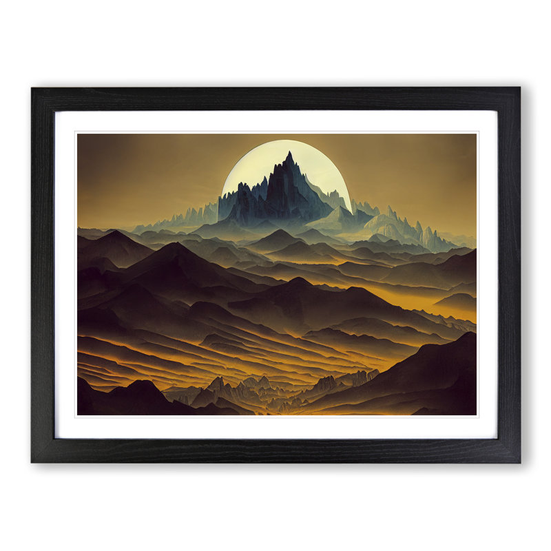 Pure Mountain Landscape - Single Picture Frame Painting, 46cm H x 64cm W x 2cm D, Black Framed