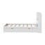 Lit plateforme simple en bois avec tête de lit bibliothèque, luminaire encastré, station de charge et 2 tiroirs latéraux