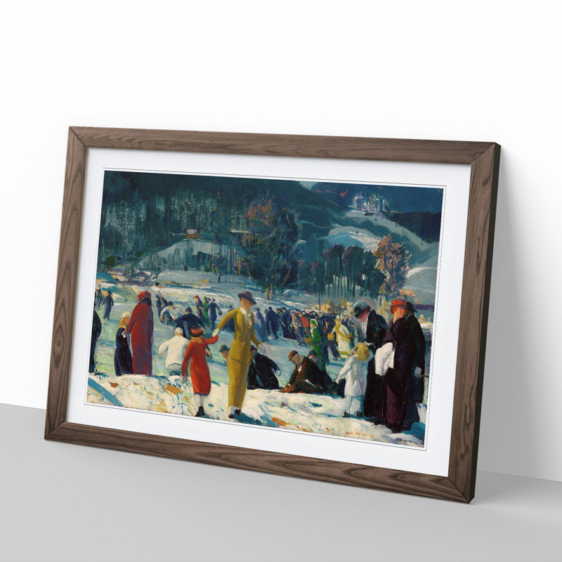 Love of Winter by George Bellows - Picture Frame Painting, Walnut Framed, 27cm H x 36cm W x 2cm D