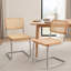 19.3" H Mid-century Modern Cantilever Dining Chair With Cane Back And Seat, Metal Frame (set Of 4)