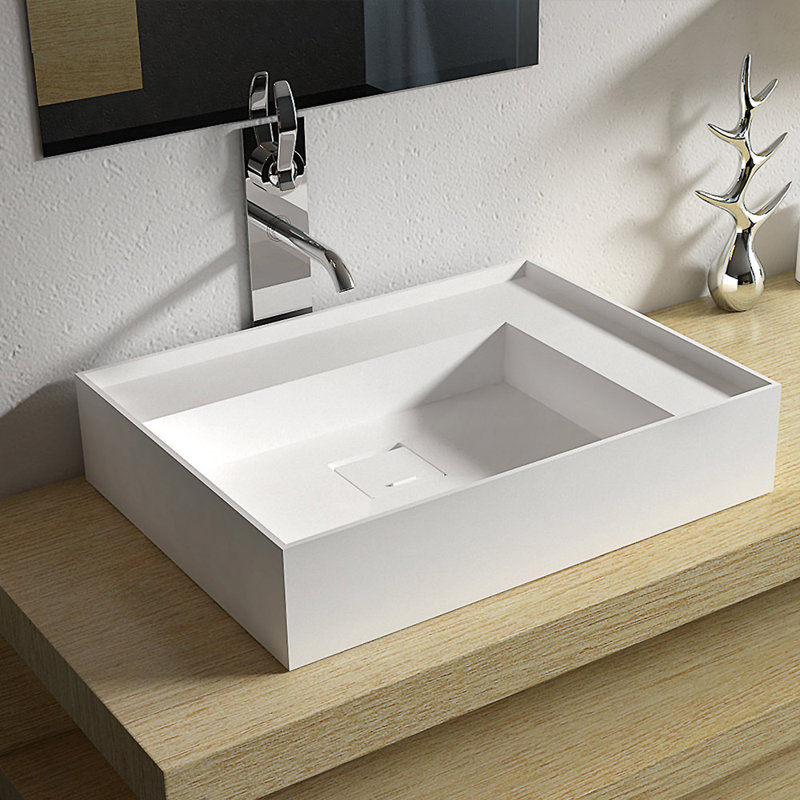 Dowell 24'' White Solid Surface Stone Rectangular Wall Mount Bathroom Sink