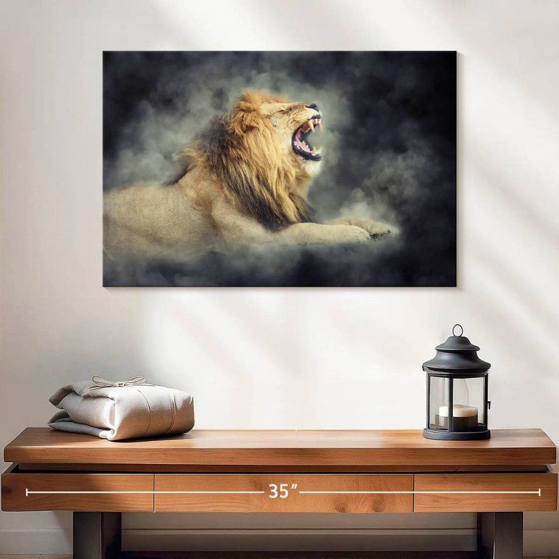 Lion sauvage brumeux Brampt, H 16 po x l 24 po