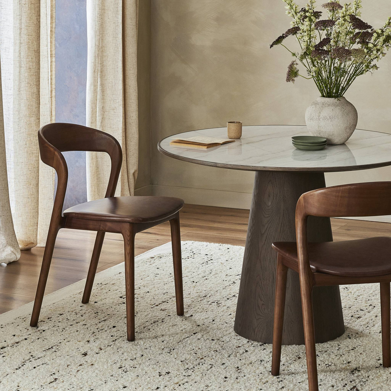 Kayla Genuine Leather Dining Chair, Sonoma Coco Top Grain Leather, Walnut