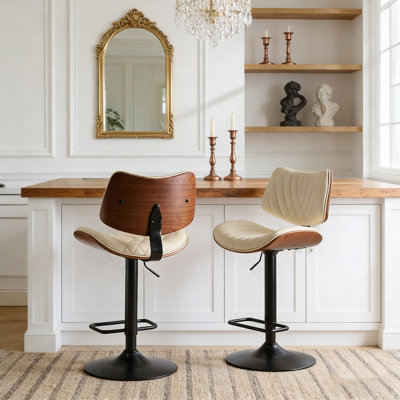 Tabourets de bar modernes pivotants à 360 ° en cuir noir réglables