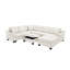 Canapé modulaire en chenille blanc en U de 111,8 po avec rangement mobile pour le salon, 6 sièges, accoudoirs roulés et siège rembourré de mousse