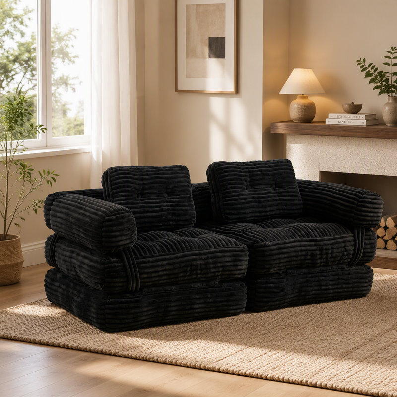 Canapé-lit de sol pliable, convertible, futon, Black