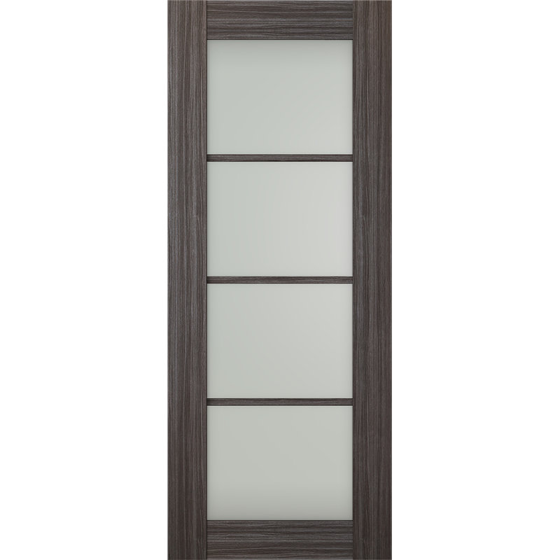 Dalle de porte intérieure en bois manufacturé et en verre givré Palladio 4 Lite, Chêne, 17,75 po x 79,375 po