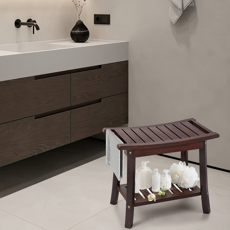 Banc de douche en bois d'acacia - résistant à l'eau, antidérapant et durable, capacité de 400 lb, parfait pour les salles de bain, les spas et les saunas