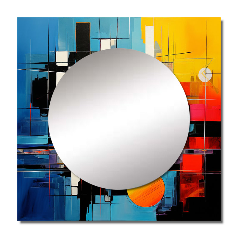 Lahm - Collages abstraits, miroir carré pour décoration murale, 36 po x 36 po