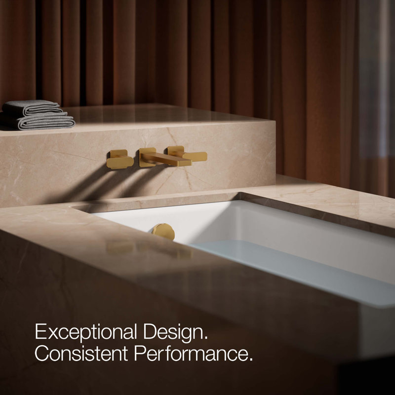 Parallel Wall Mount Bath Filler Trim, Vibrant Brushed Moderne Brass