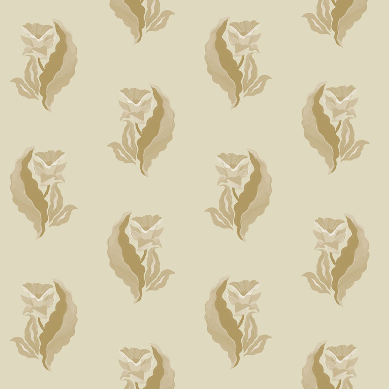 Morning Glory - papier peint botanique brun terre, Earthen Brown, Faux Grasscloth