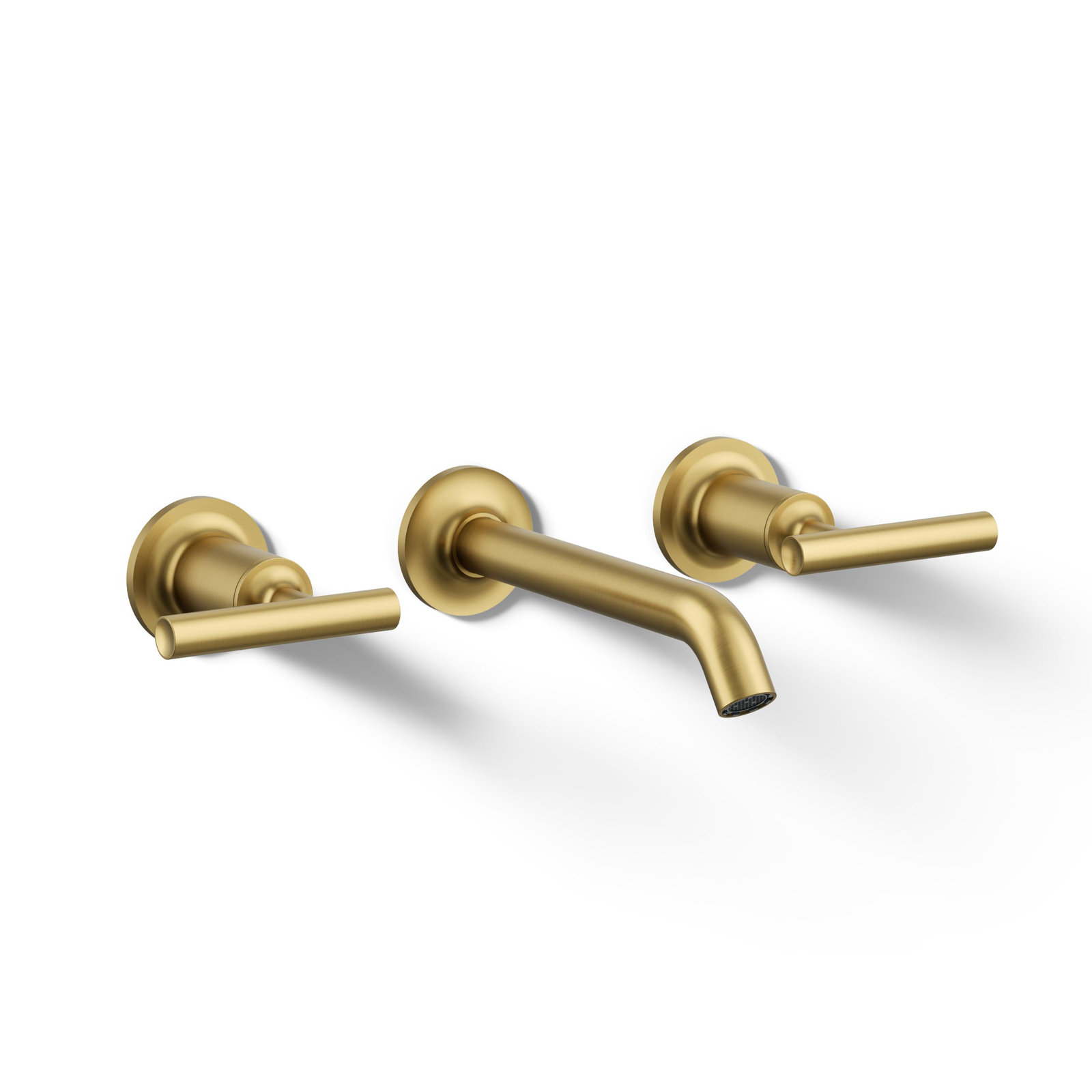 Purist Wall-Mounted Bathroom Faucet, Lever Handle, Vibrant Brushed Moderne Brass