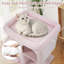 Arbre à chat moderne et peu encombrant avec perchoir rembourré et 2 niches pour chats, rose-359727202