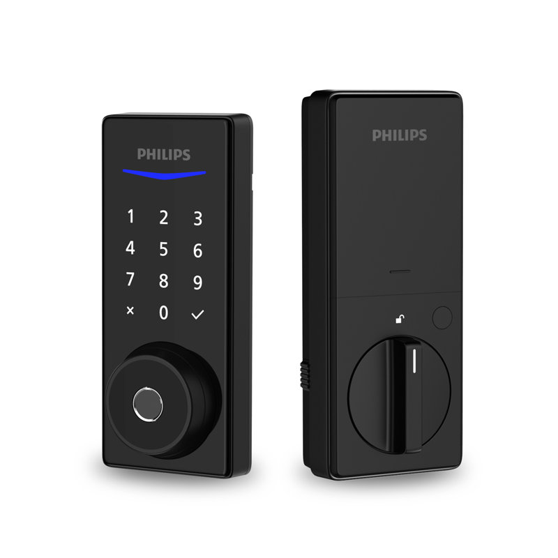 Philips Fingerprint Touchscreen Electronic Deadbolt with Handle, Matte Black