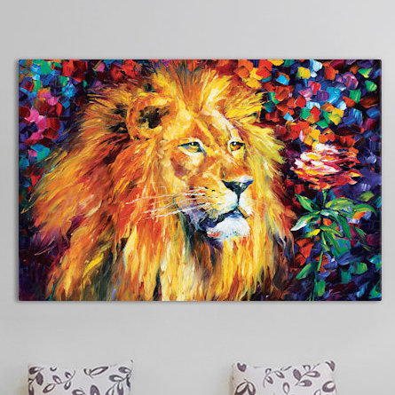 « lion »-impression sur toile tendue, H 18 po x l 26 po x P 1,5 po