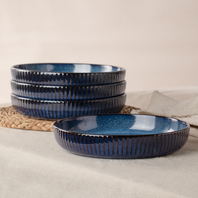  Starlight 4-Piece Stoneware Pasta Bowl Set, Nebulas Blue