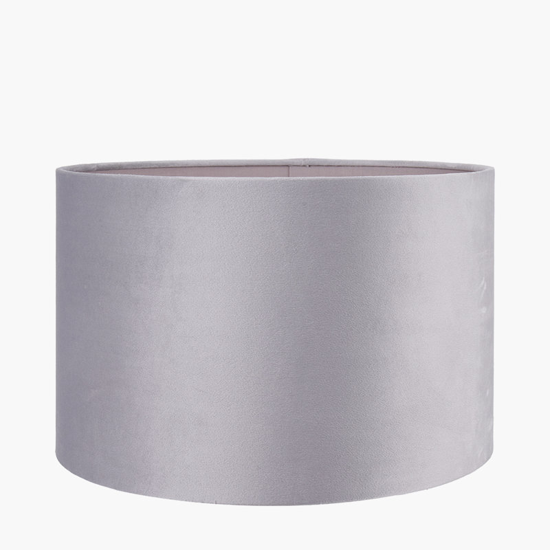 Rene Velvet Drum Lamp Shade ( Uno ), 16cm H x 25cm W x 25cm D, Grey