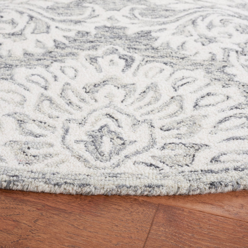 Blossom Hand Tufted Wool And Cotton With Latex Damask Rug, Round 6'