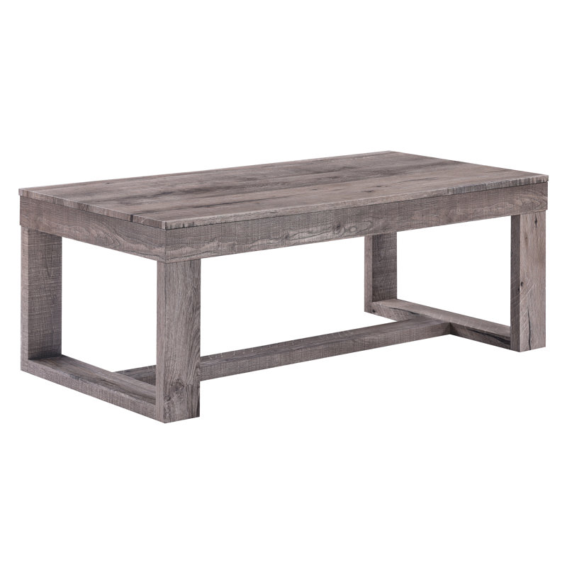 Table basse rectangulaire rectangulaire de style rustique brun pour le salon avec plateau